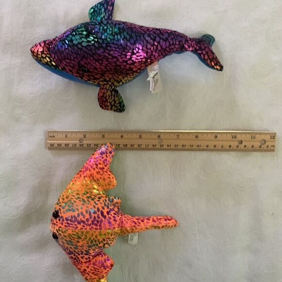 Shiny Sea Creatures Manta Ray Dolphin Stuffed Toys - Picture 11 of 12